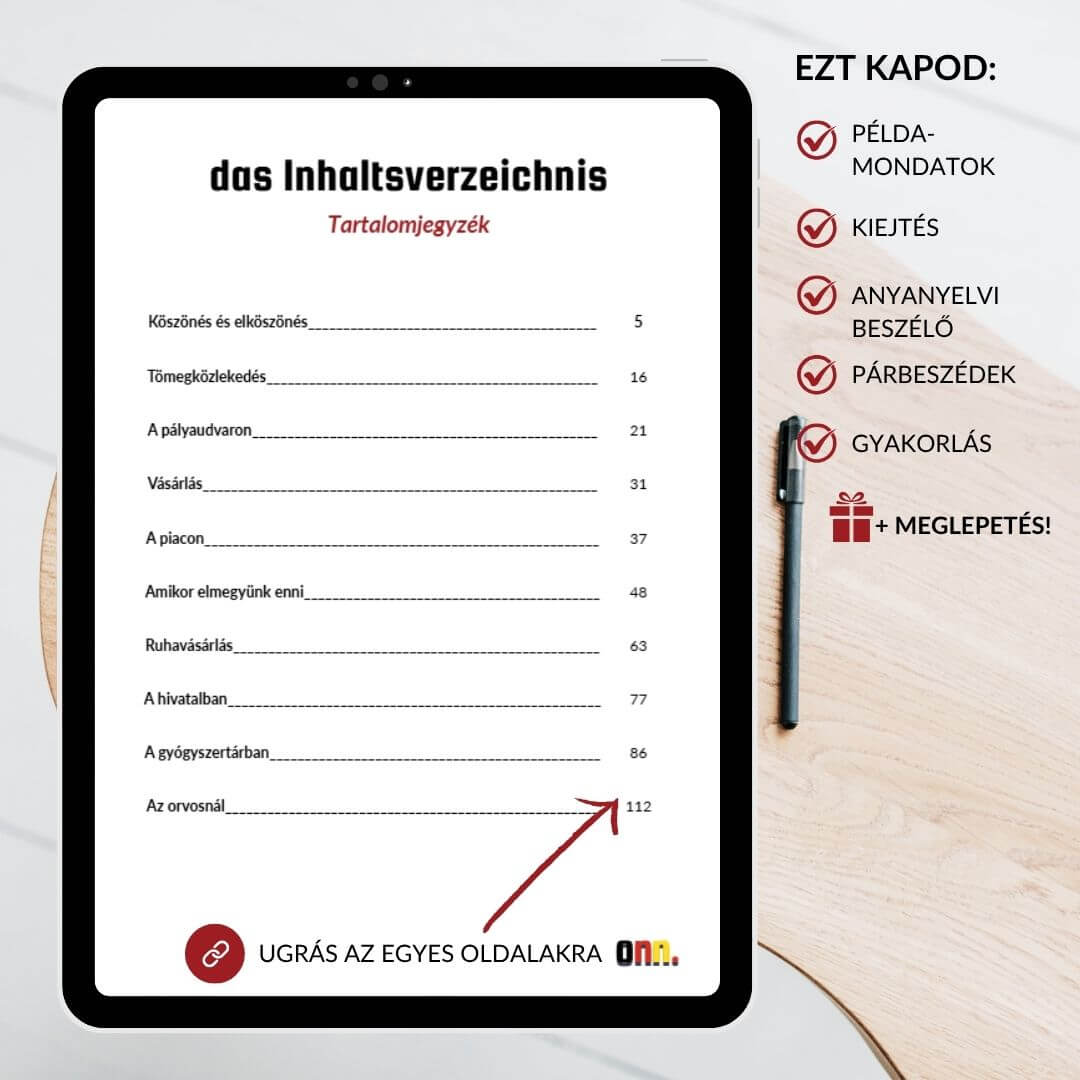 alaptársalgás német A1 A2 munkafüzet kezdőknek hanganyaggal tartalomjegyzék