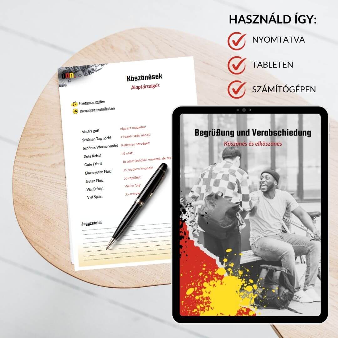 alaptársalgás német A1 A2 munkafüzet kezdőknek hanganyaggal jegyzetek tableten